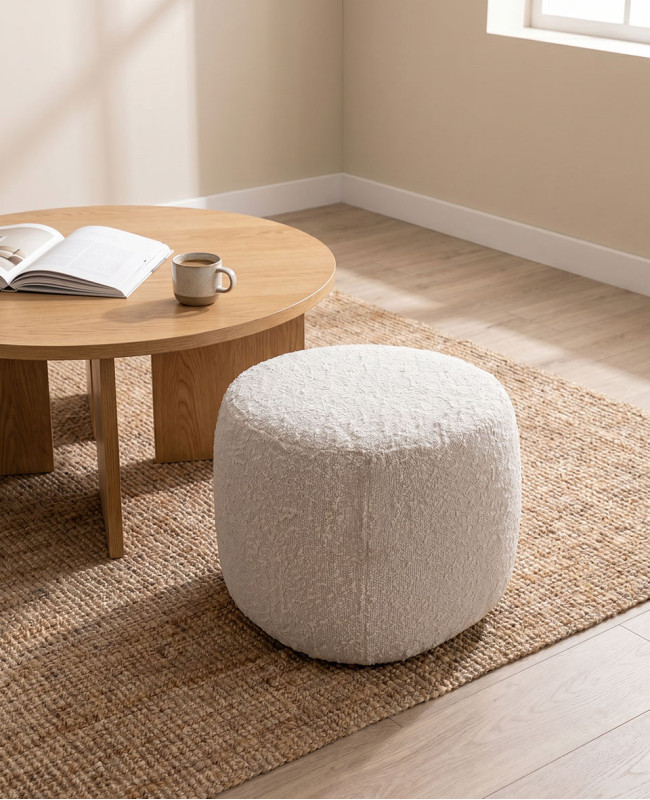 Puff MDF tapizado teddy KIVI-ambiente