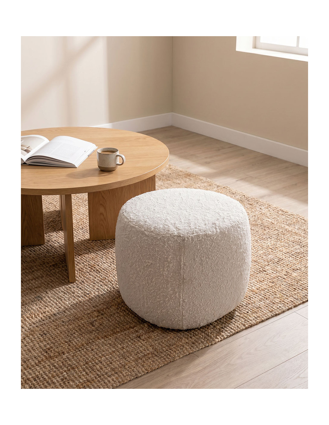 Puff MDF tapizado teddy KIVI-ambiente