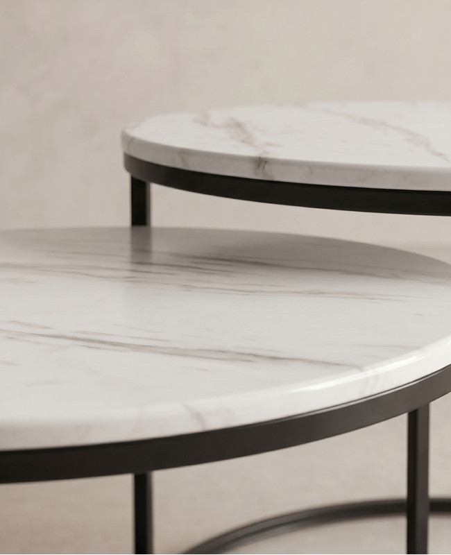 Pack 2 mesitas de metal RUMI-detalle blancas