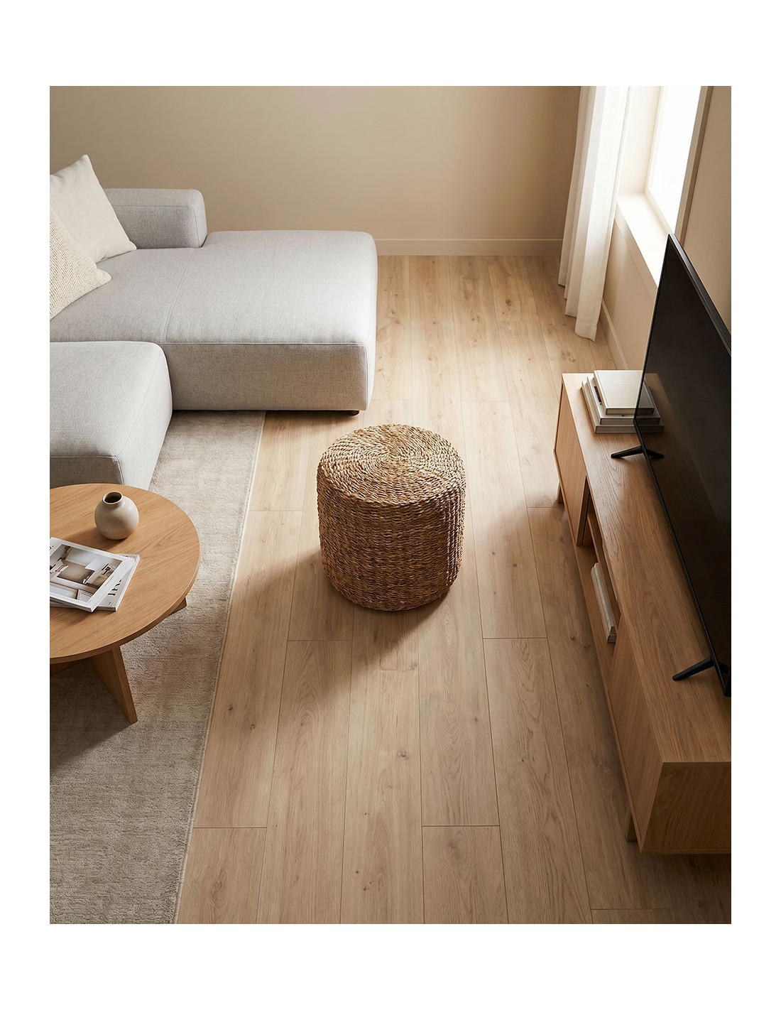 Puf natural redondo LIVO-ambiente