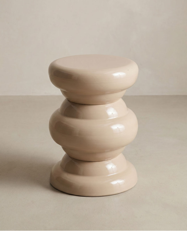 Mesa auxiliar beige YOKO-frente