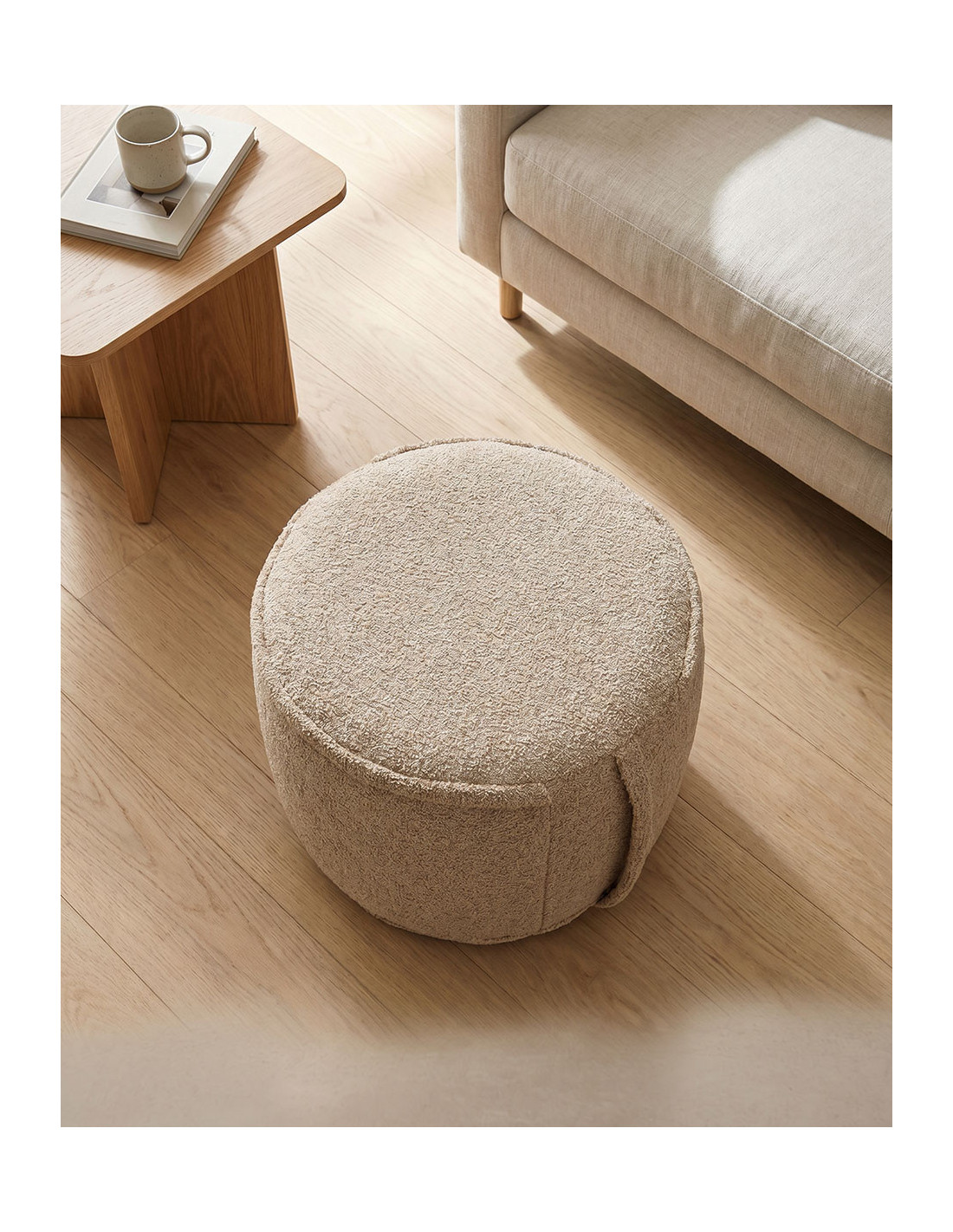 Puf hinchable de poliéster VIBA-beige ambiente