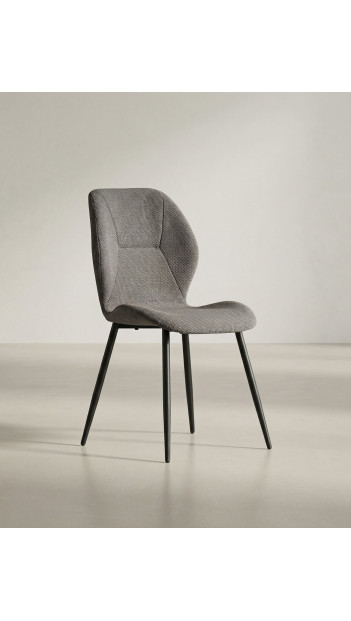 Pack 4 sillas de comedor tapizadas LUREN gris lateral