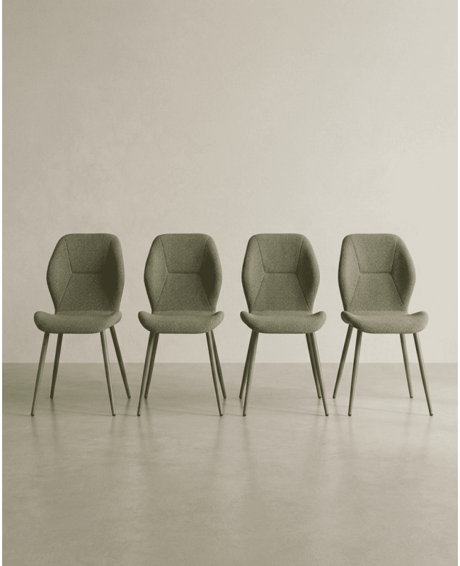 Pack 4 sillas de comedor tapizadas LUREN verde conjunto