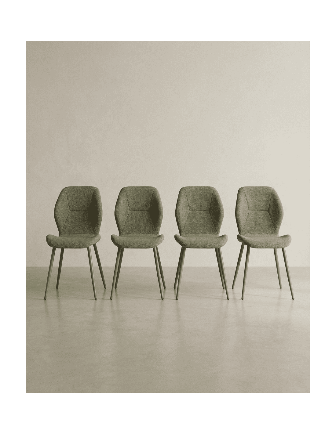 Pack 4 sillas de comedor tapizadas LUREN verde conjunto