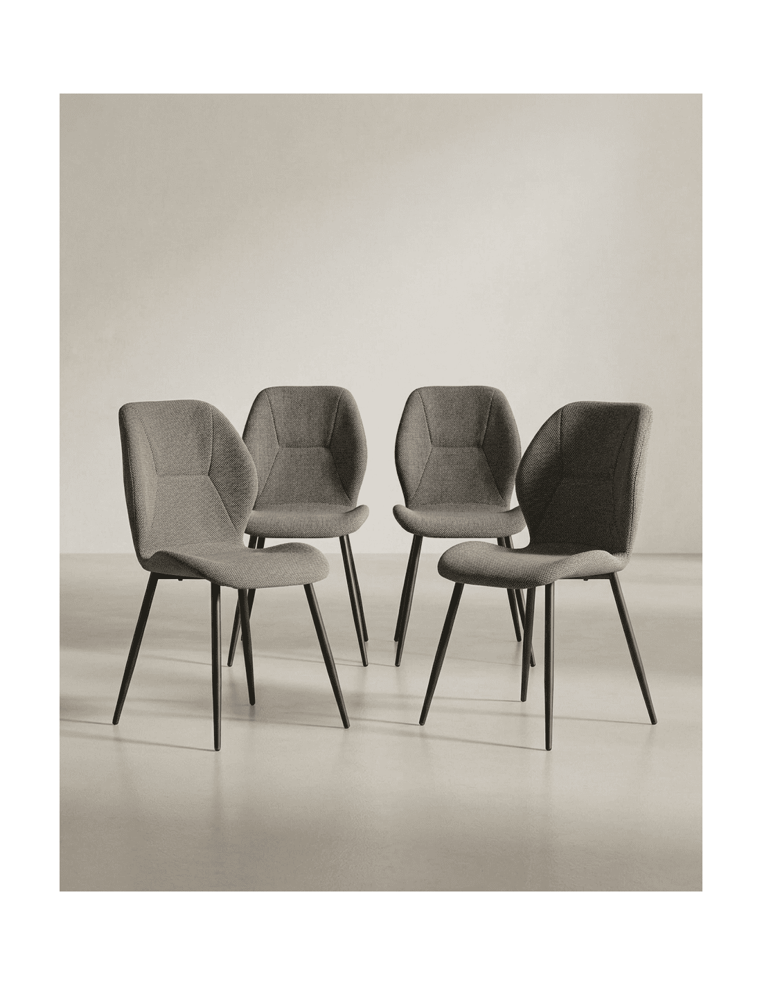Pack 4 sillas de comedor tapizadas LUREN gris conjunto