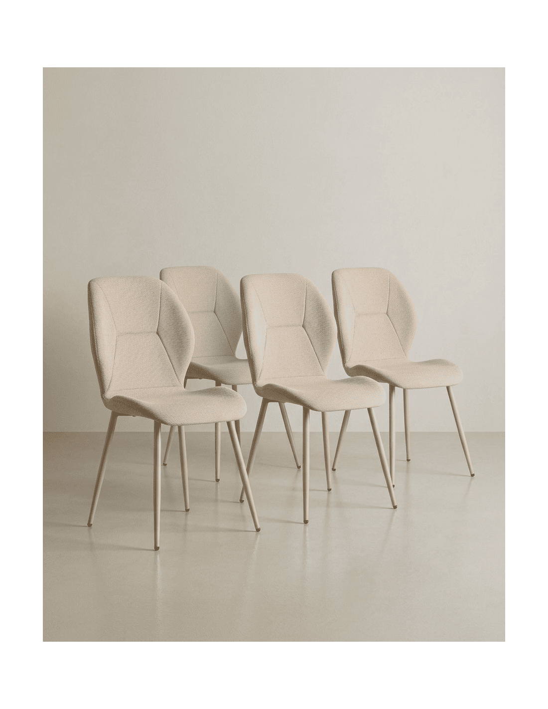 Pack 4 sillas de comedor tapizadas LUREN beige conjunto