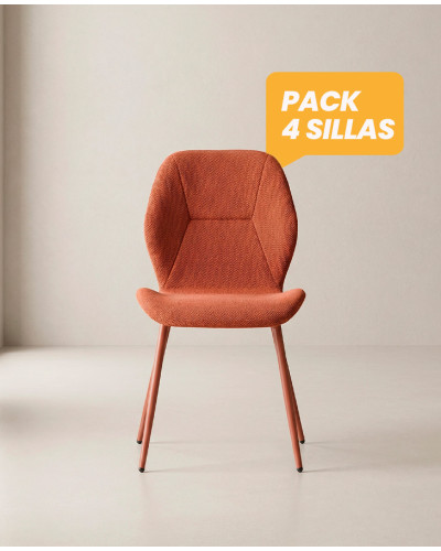 Pack 4 sillas de comedor tapizadas LUREN terracota