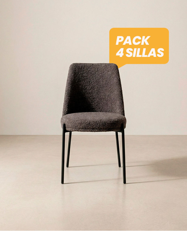 Pack 4 sillas comedor TENA frente gris