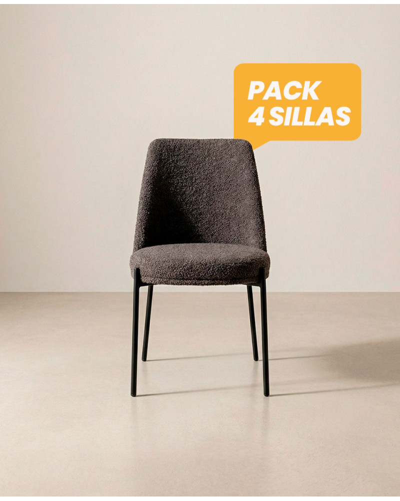 Pack 4 sillas comedor TENA frente gris