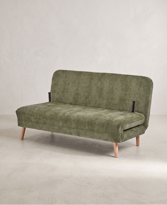 Sillón cama 140 TREND vista 3/4 con patas retractiles