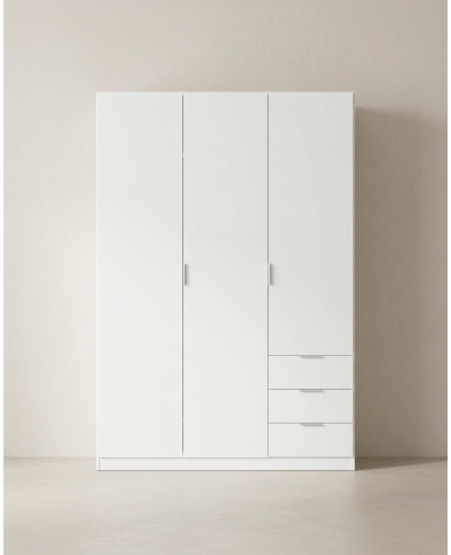 Armario 3 puertas + 3 cajones TRESA blanco frntal