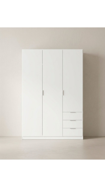 Armario 3 puertas + 3 cajones TRESA blanco frntal
