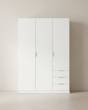 Armario 3 puertas + 3 cajones TRESA blanco frntal