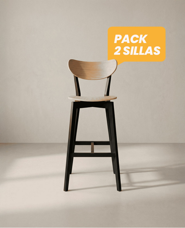 Pack 2 taburetes madera PAXEL color Roble Artisan