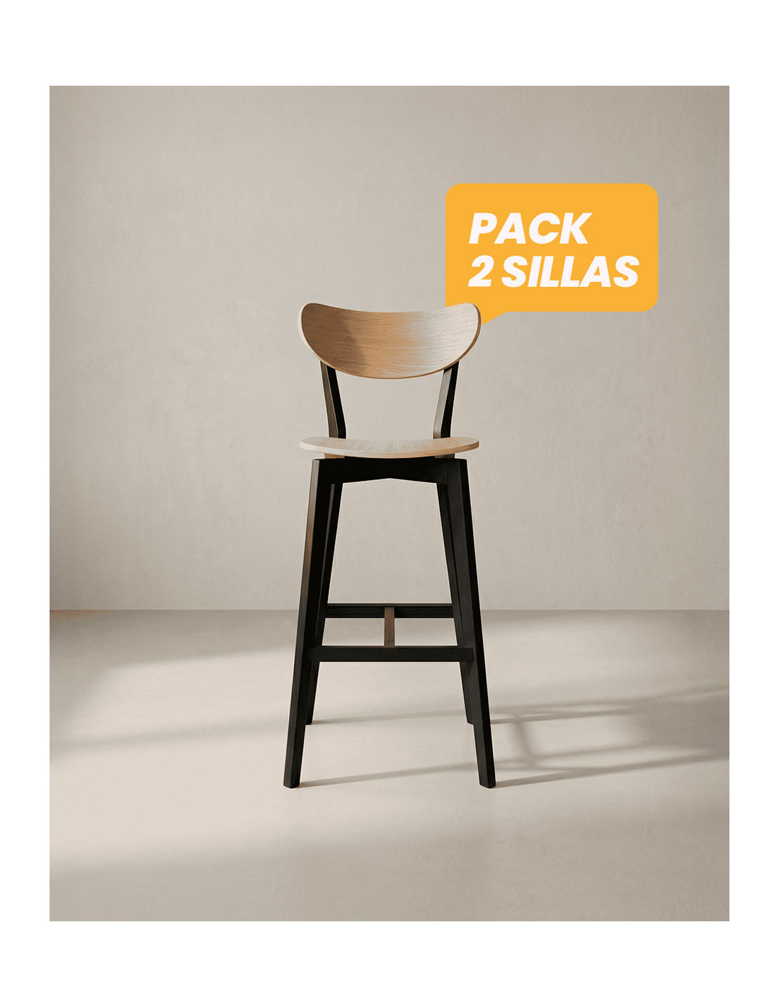 Pack 2 taburetes madera PAXEL color Roble Artisan