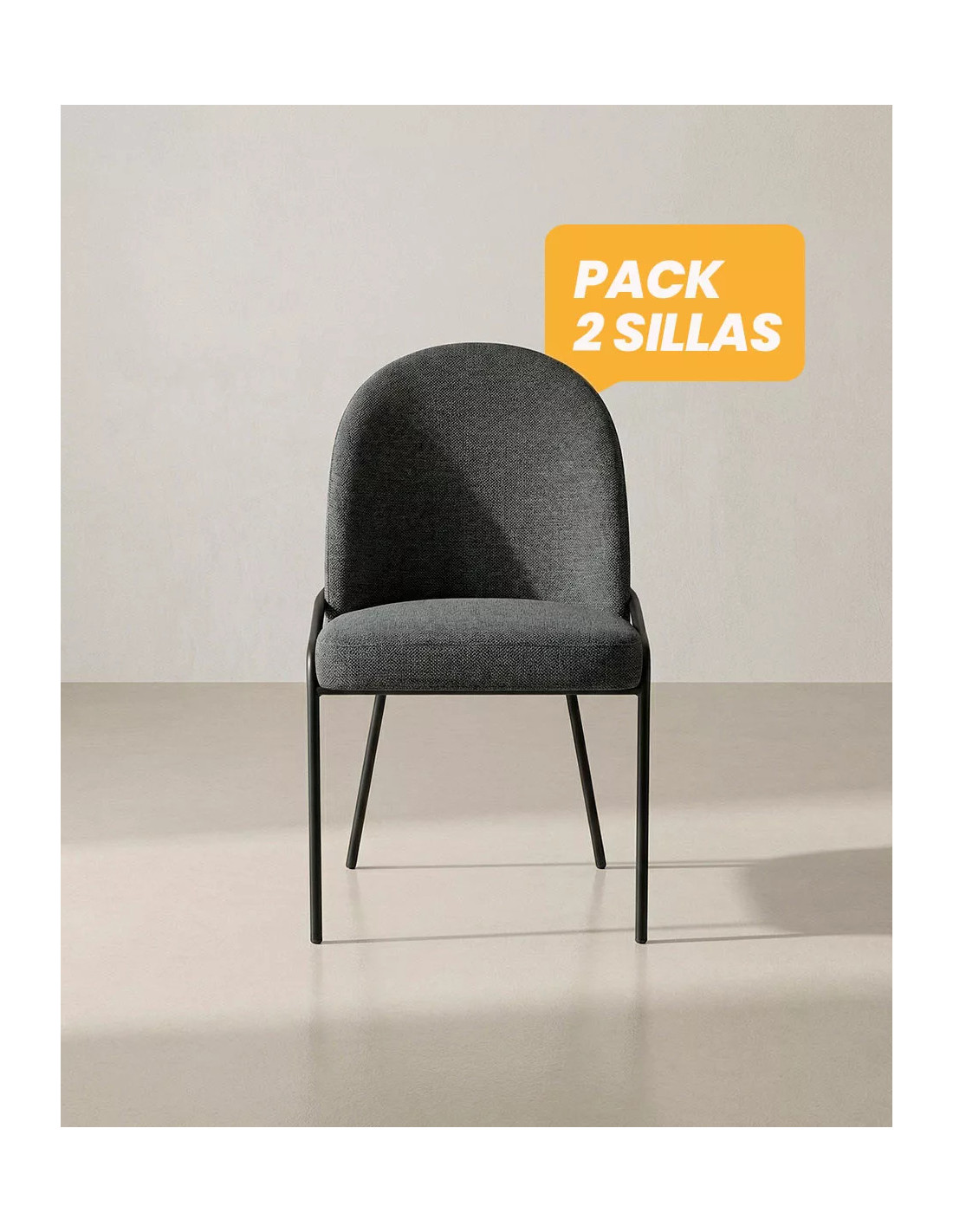 Pack 2 sillas de comedor tapizadas KELIA baratas | Envío rápido y financiación