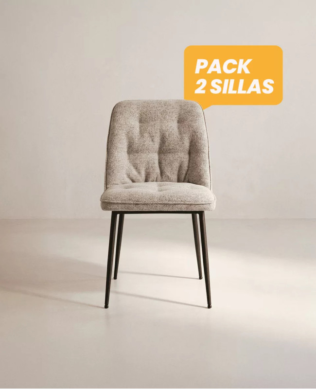 Pack 2 sillas de comedor taupe ZAREM | Envío rápido y financiación