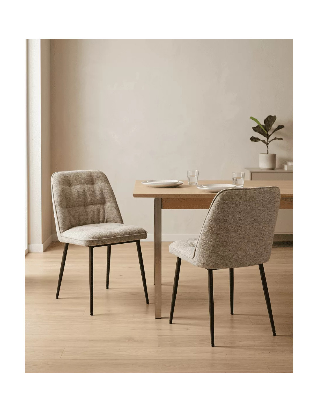 Pack 2 sillas de comedor taupe ZAREM | Envío rápido y financiación