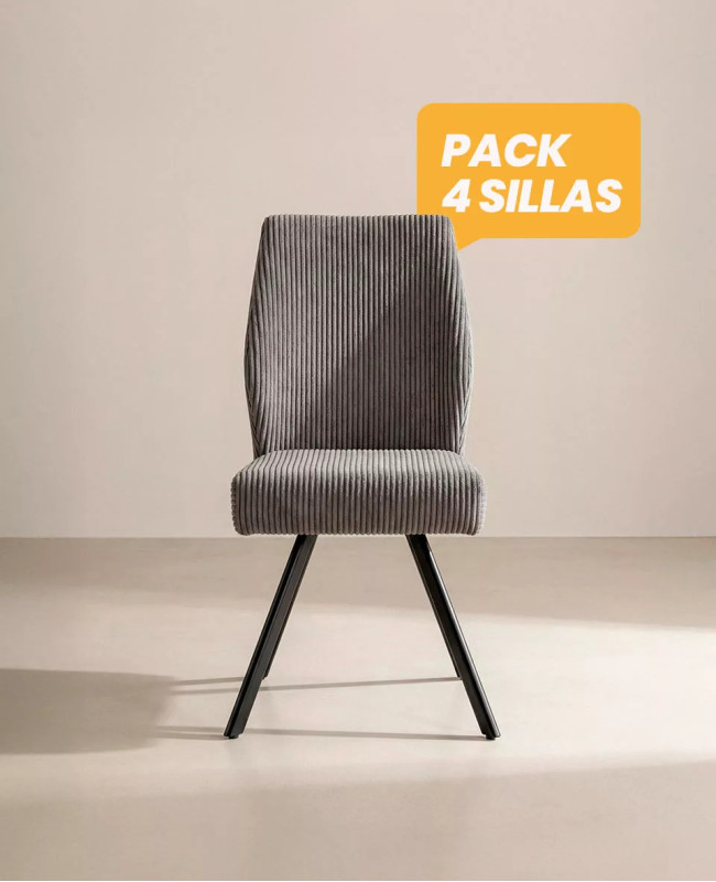 Pack 4 sillas tapizadas asiento con muelles DALA | Envío rápido y financiación