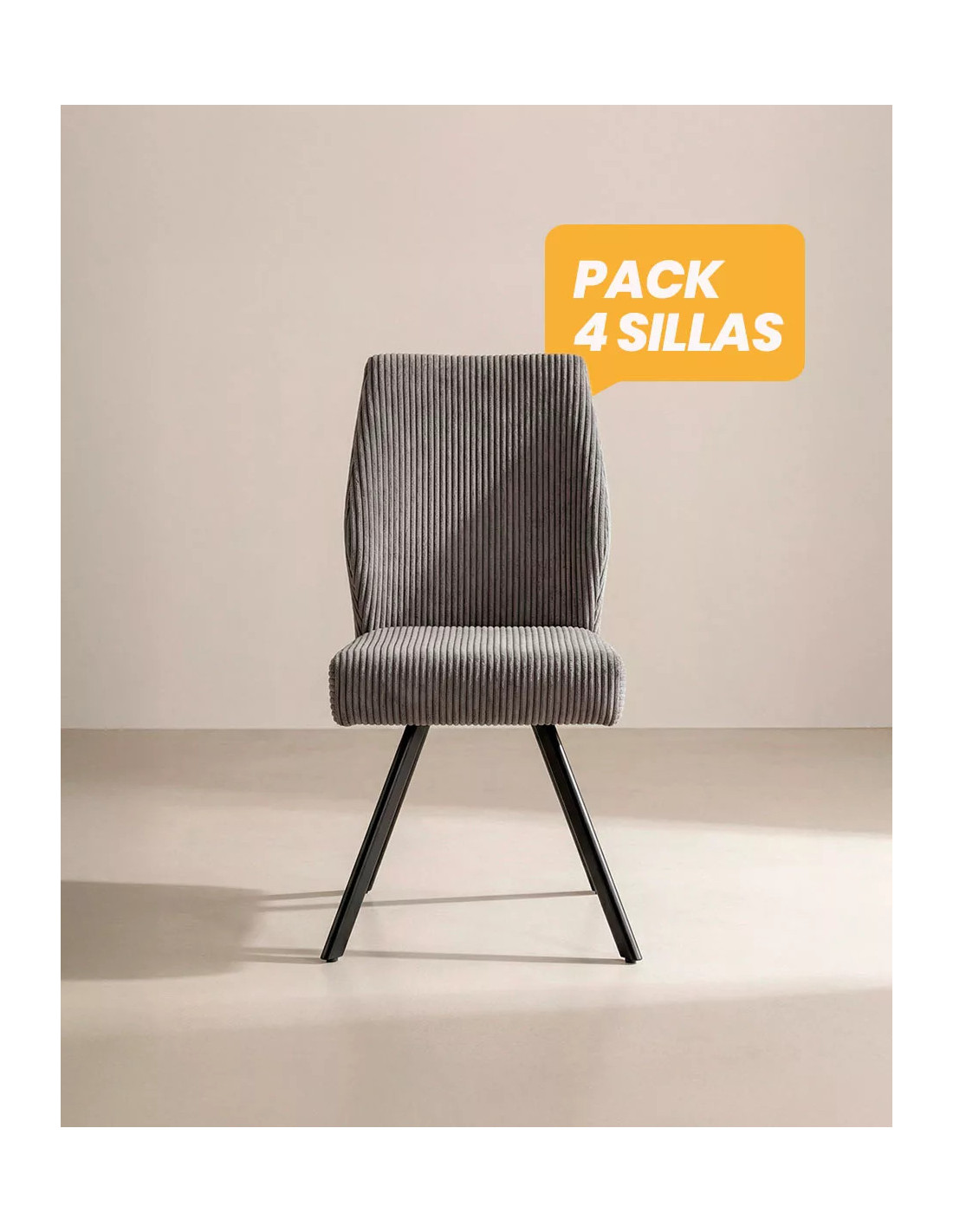 Pack 4 sillas tapizadas asiento con muelles DALA | Envío rápido y financiación