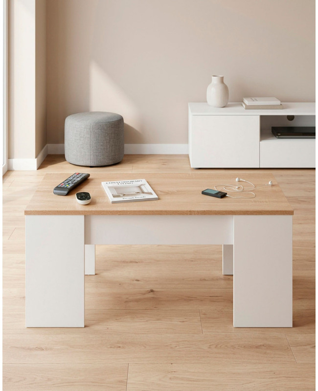 Mesa centro elevable WOLF roble ambiente