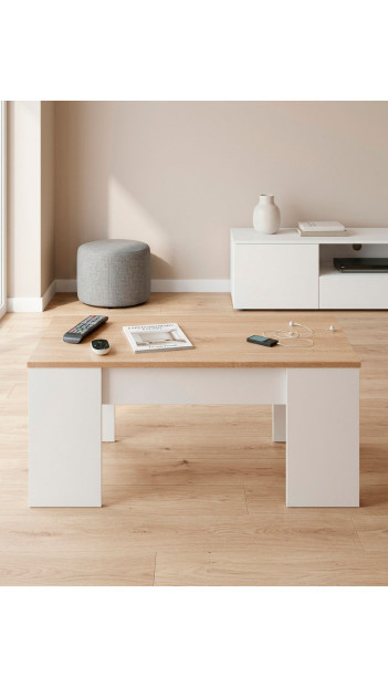 Mesa centro elevable WOLF roble ambiente