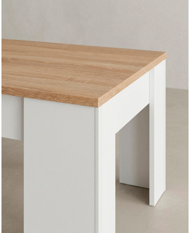 Mesa centro elevable WOLF roble detalle