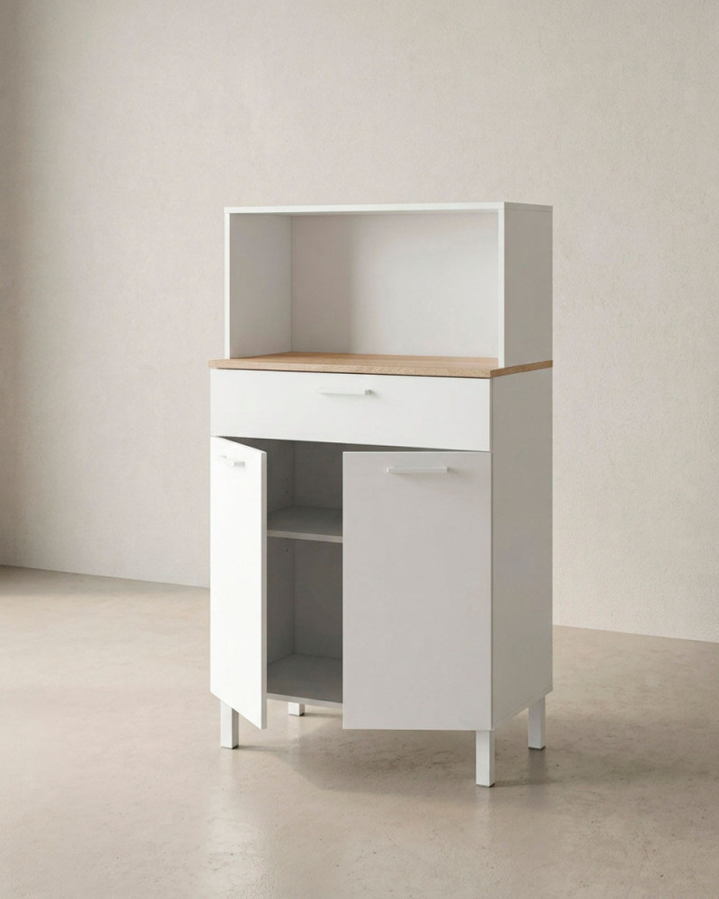 Mueble auxiliar cocina 2 puertas + 1 cajón TEBA ABIERTO