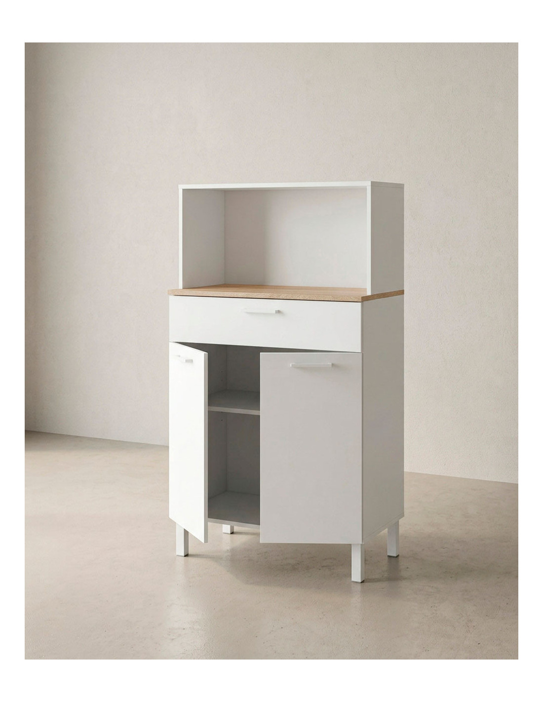 Mueble auxiliar cocina 2 puertas + 1 cajón TEBA ABIERTO
