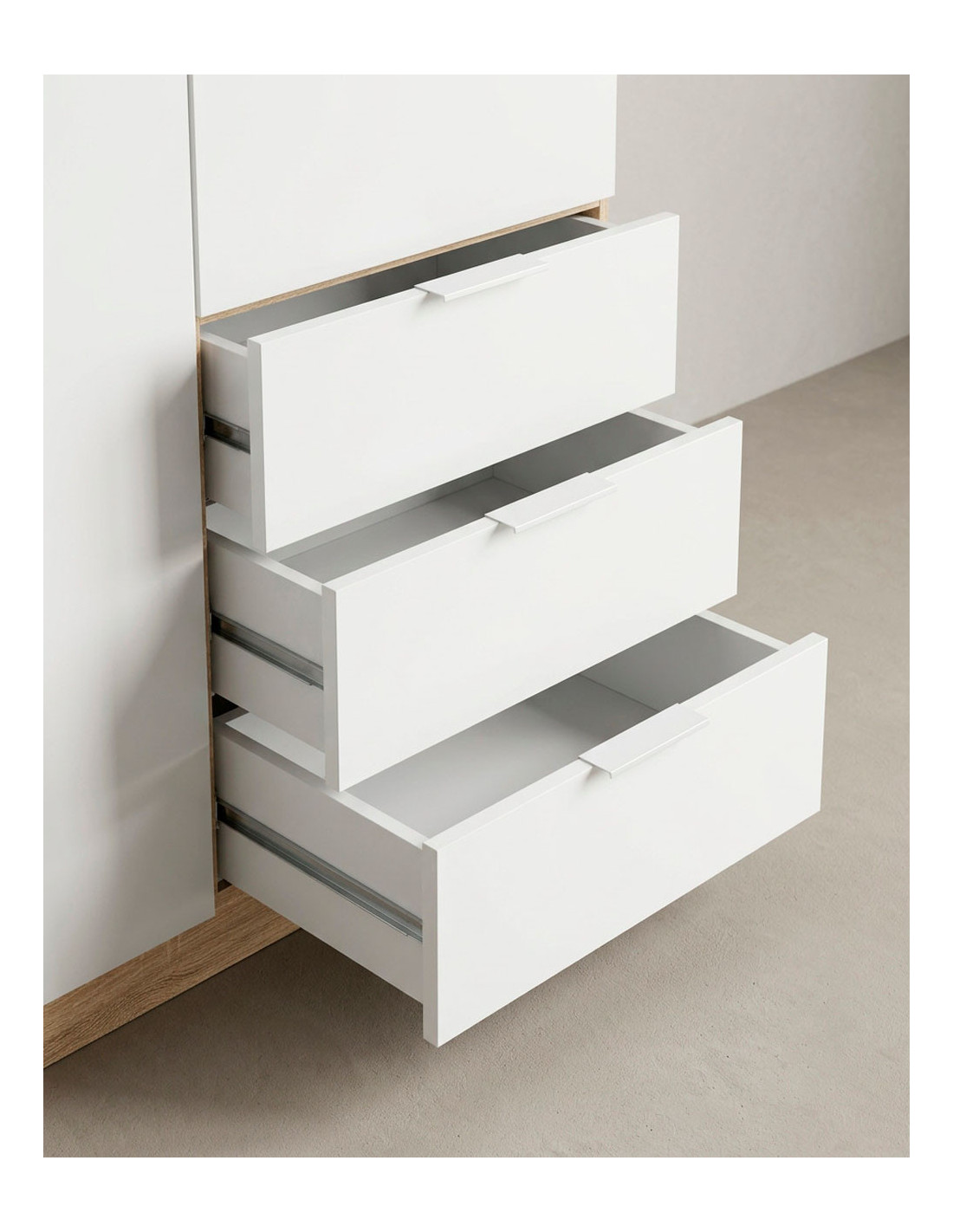 Armario 3 puertas + 3 cajones COOL blanco detalle
